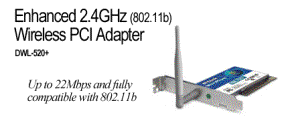 D-Link DWL-520+ AirPlus Enhanced 2.4GHz (802.11b) Wireless PCI Adapter
